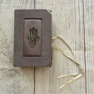 HAMSA HAND Velvet Grey Trinket Box with Ties